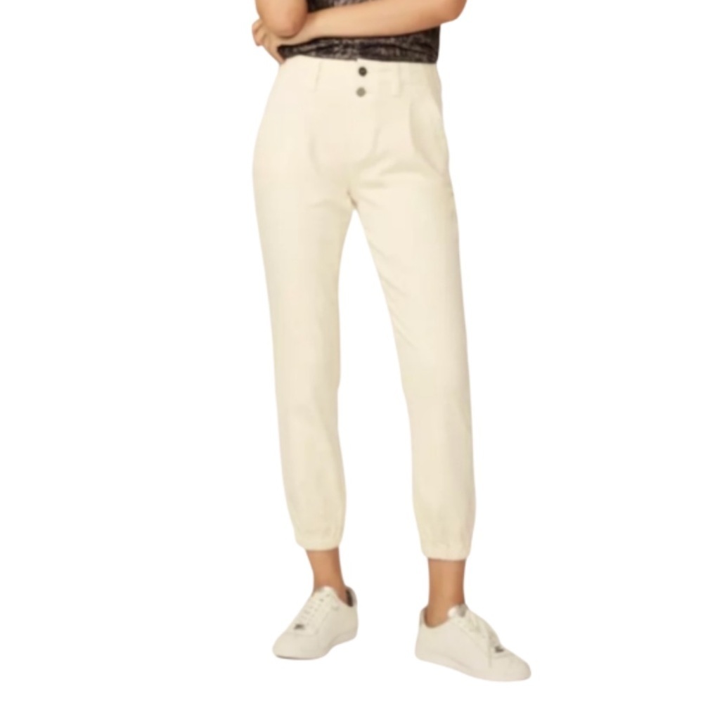 PAIGE Pleated Mayslie Double Button Jogger Jeans (Quartz Sand/Ecru) -NWOT 32